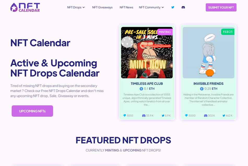 NFT Drops Calendar